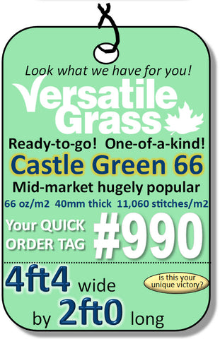 Piece #990 Castle Green 66 4ft4 x 2ft0 Synthetic Artificial Grass ELM