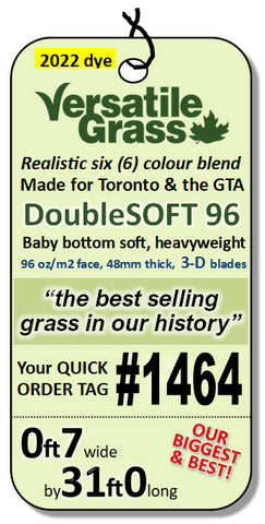 Piece #1464 DoubleSOFT 96  0ft7 x 31ft0 as 4 strips synthetic artificial grass SSTOR