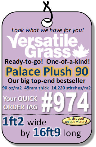 Piece #974 Palace Plush 90  1ft2 x 16ft9 Synthetic Artificial Grass Elm